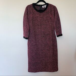 VICKYTIEL Tweed 3/4 Sleeve Straight Sheath Dress